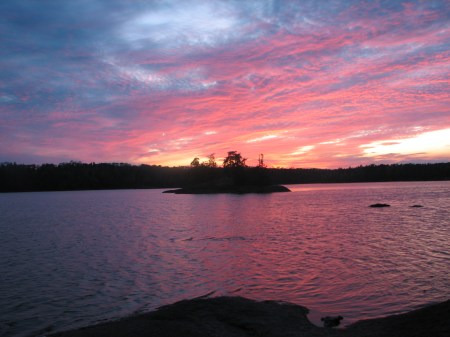 Lake Insula sunset.  Having spent more than 30 nights on this beautiful lake matters.
